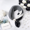 Black and White Scarf with Pied-de-Poule Pattern and Pearl