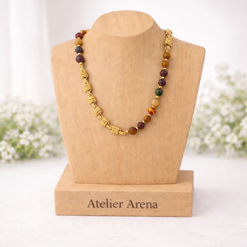 Agate Necklace with Gold Accents