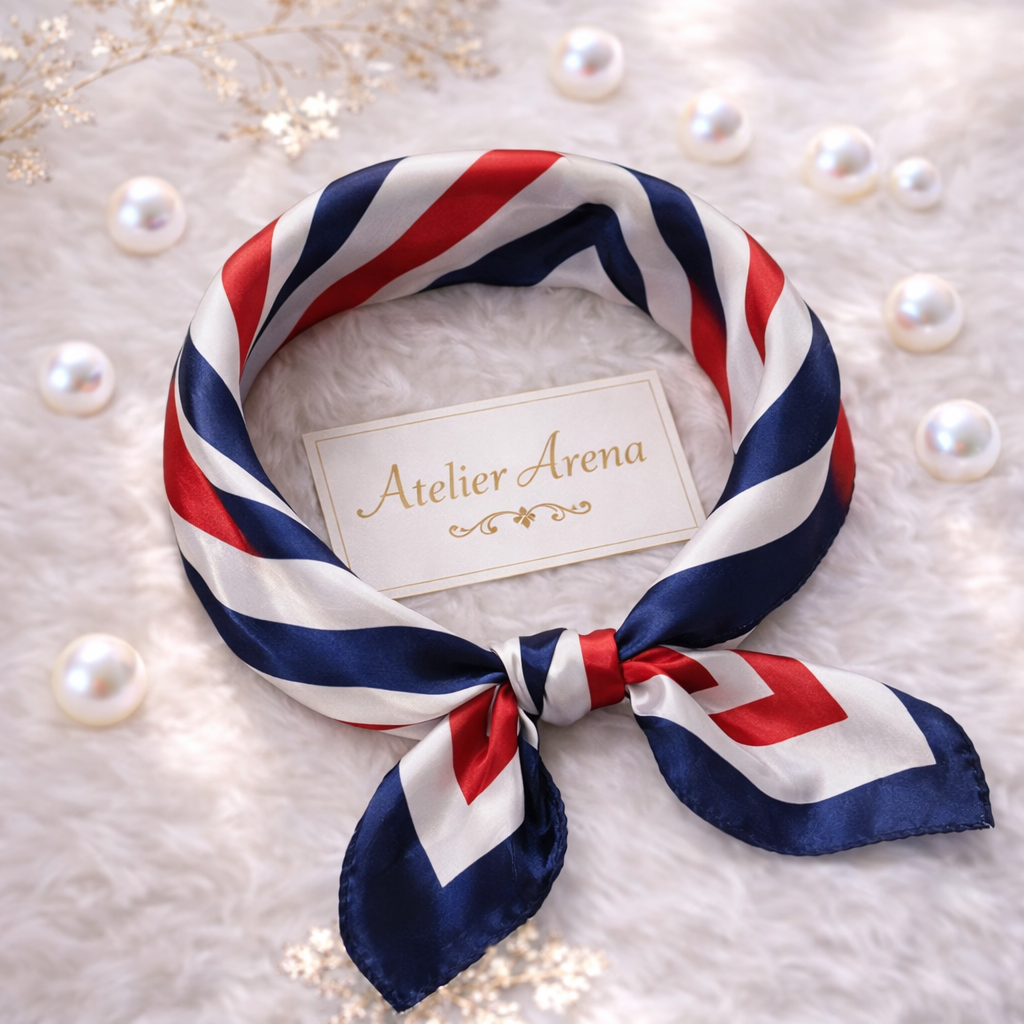 Tricolor Scarf with Stripe Pattern