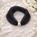 Black Organza Scarf with Pearl