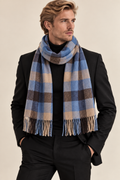 Heritage Plaid Unisex Scarf – Blue & Beige