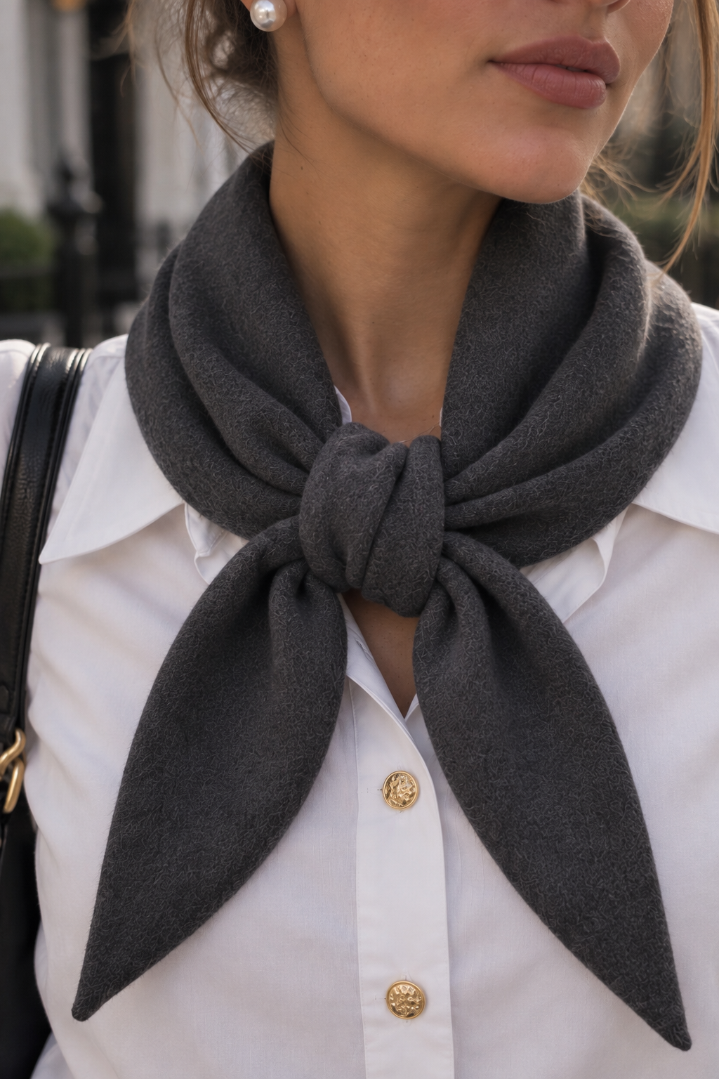 Triangle Scarf Dark Grey - Elegant Silky Soft Scarf