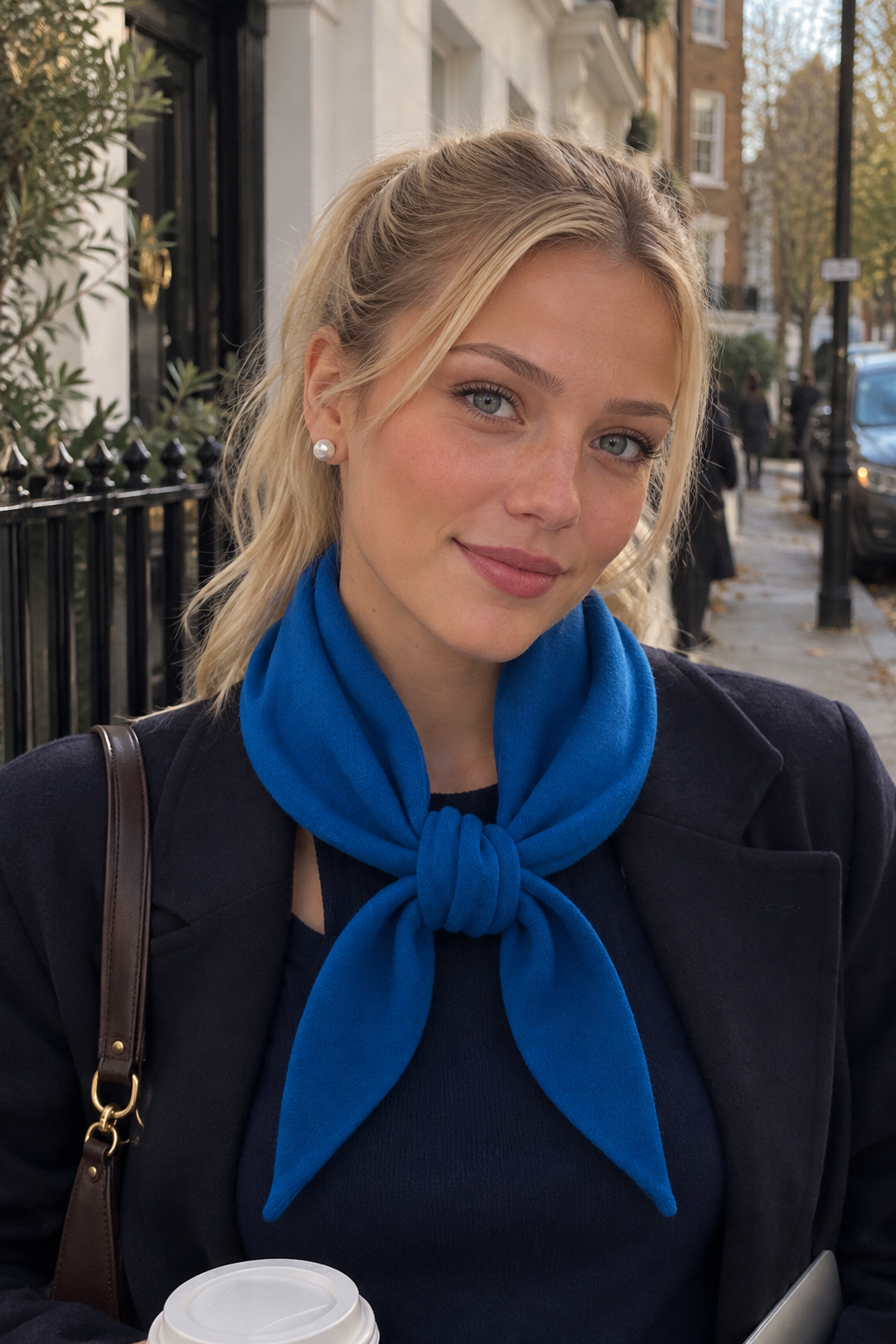 Royal Blue Triangle Scarf - Elegant Silky Scarf