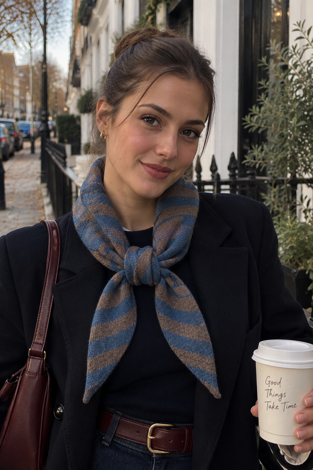 Triangle Scarf Blue-Gray Striped