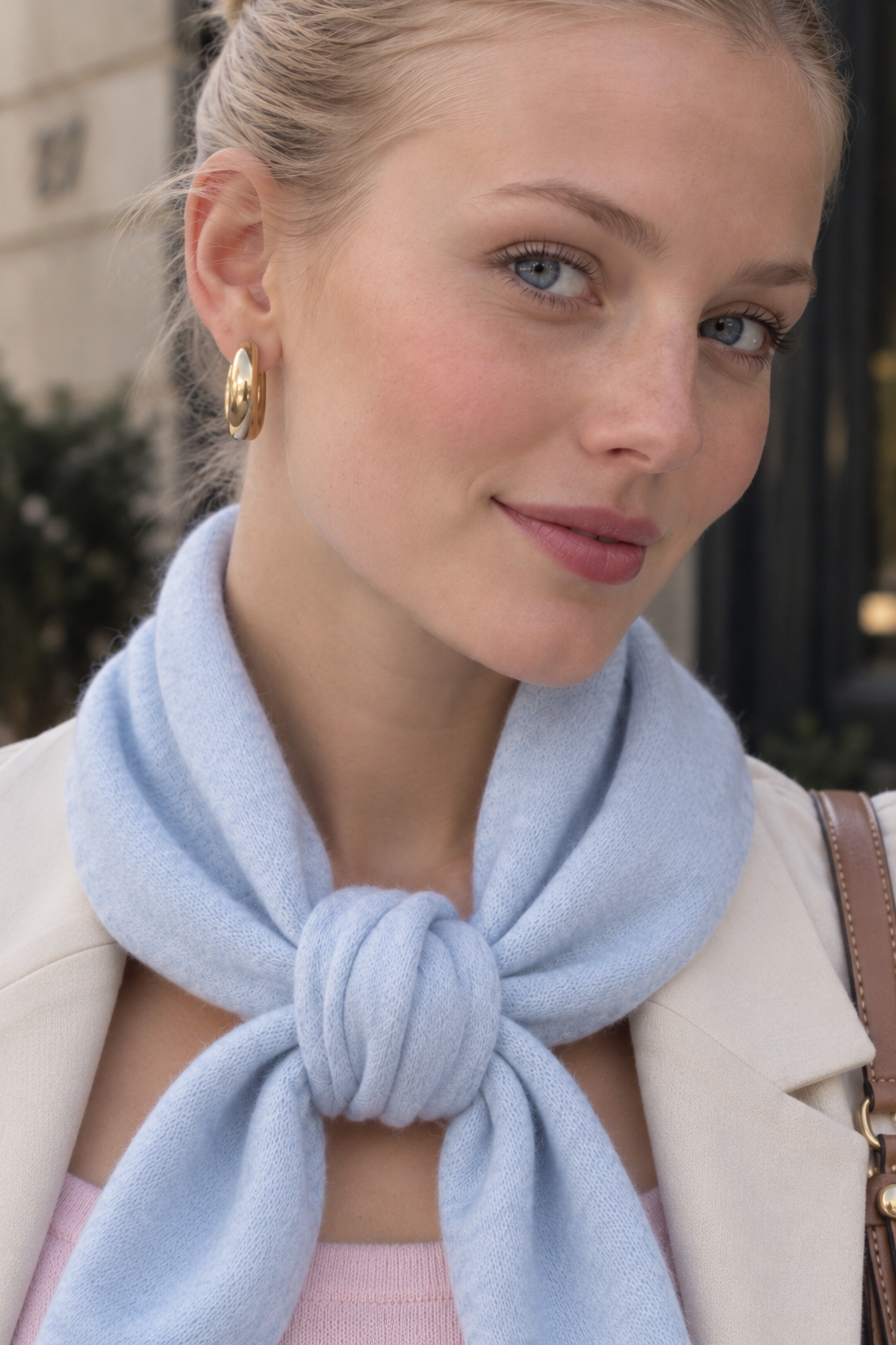 Triangle Scarf Light Blue - Elegant Silky Scarf