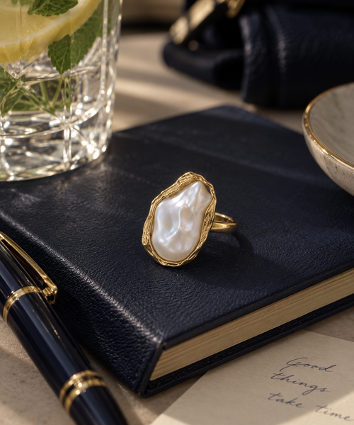 Baroque Pearl Ring Gold