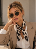 Satin Scarf with Black and White Animal Print