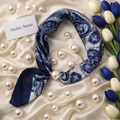 Elegant Blue Scarf with Pearls