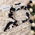 Elegant Black and White Women's Scarf with Pearl