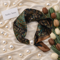 Luxury Brown-Green Women's Scarf with Pearl