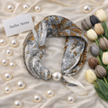 Elegant Grey-Brown Scarf with Pearl
