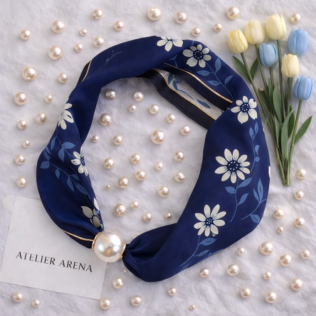 Elegant Flower Pearl Scarf