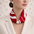 Scarf with Pearl Detail – Red White Striped