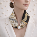 Luxury Beige Black Pearl Scarf