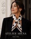 Luxe 100% Zijden Polkadot Sjaal – Zwart & Crème