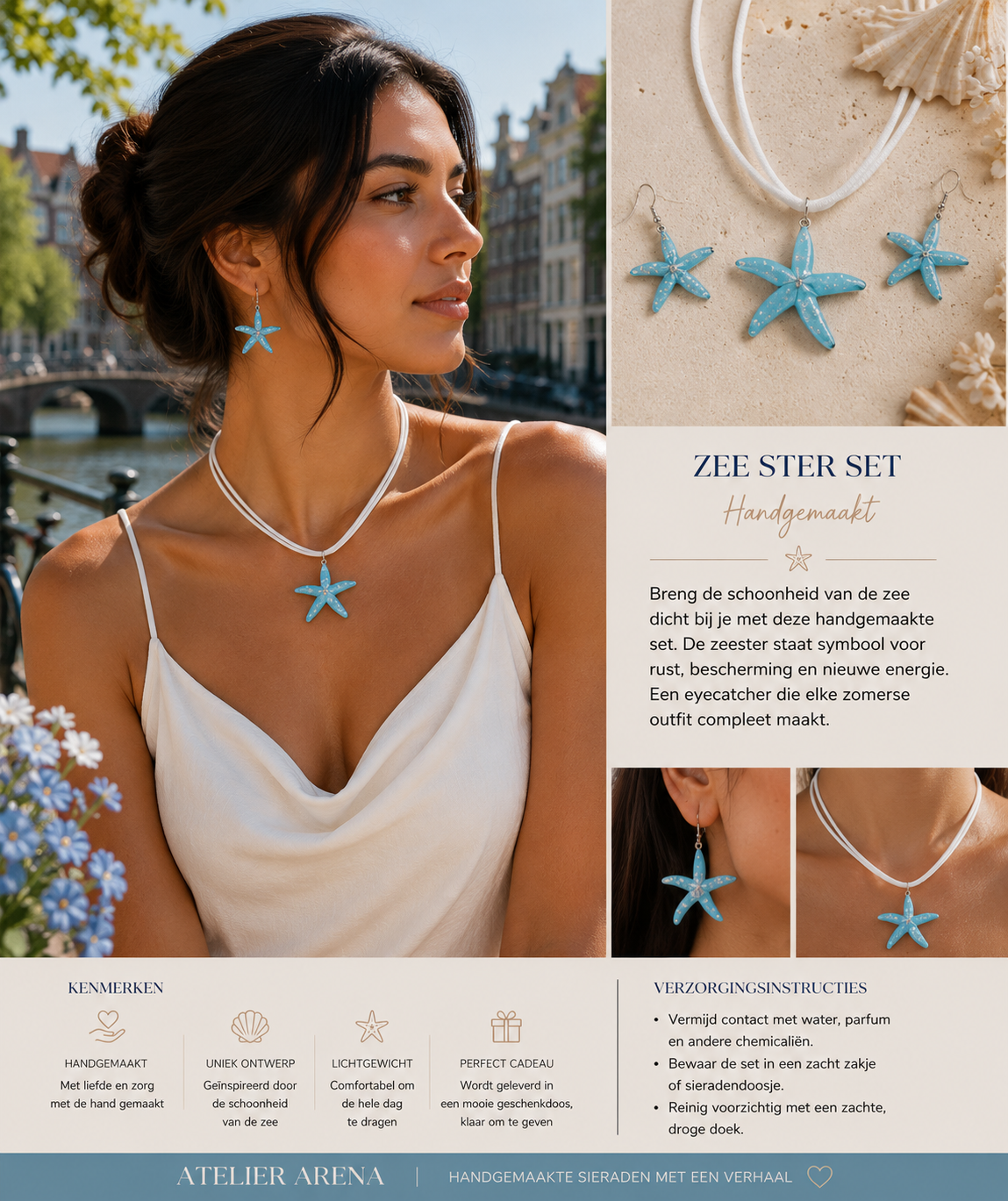 Zeester Sieradenset – Turquoise Ketting & Oorbellen