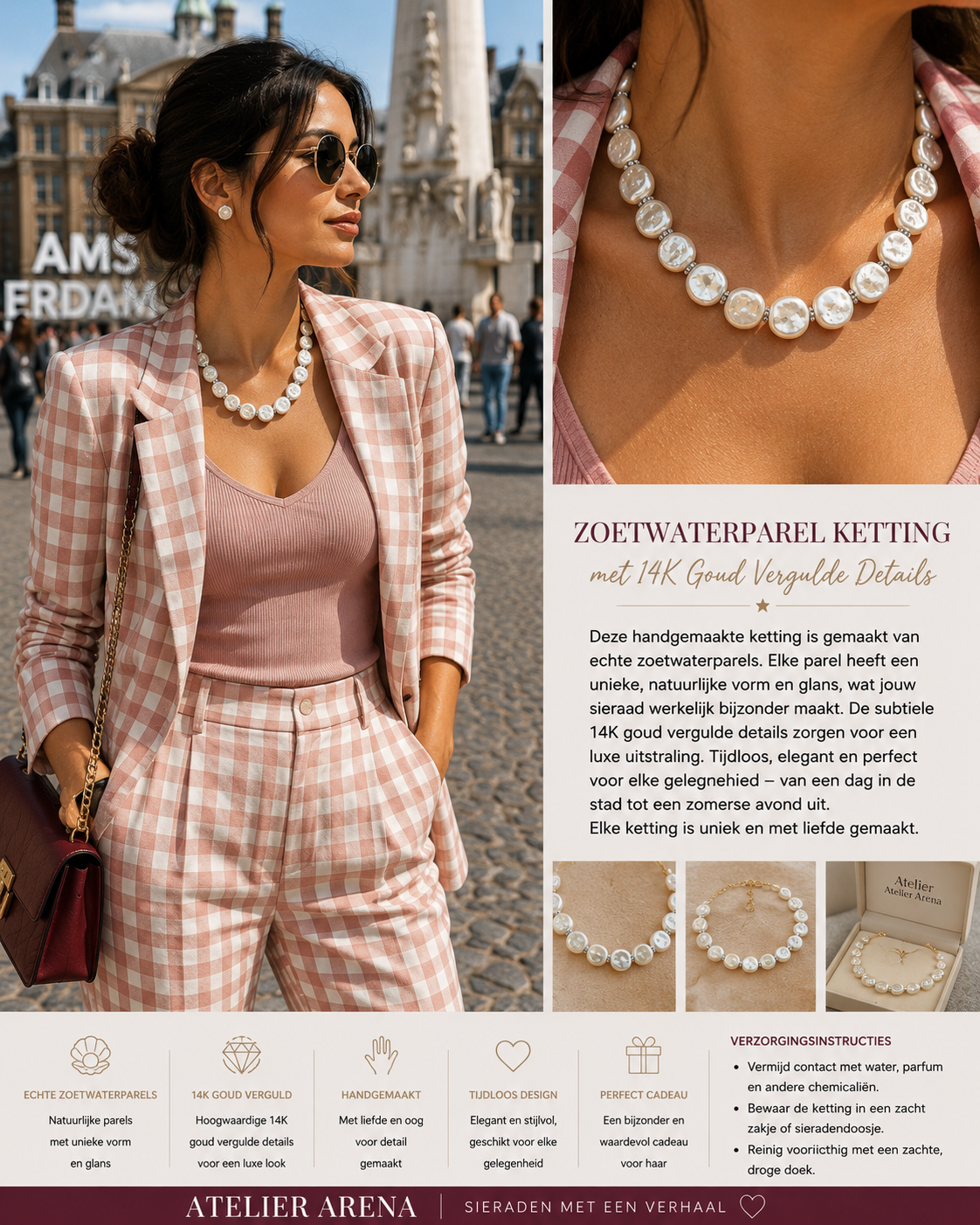 Freshwater Pearl Necklace with Large Flat Pearls