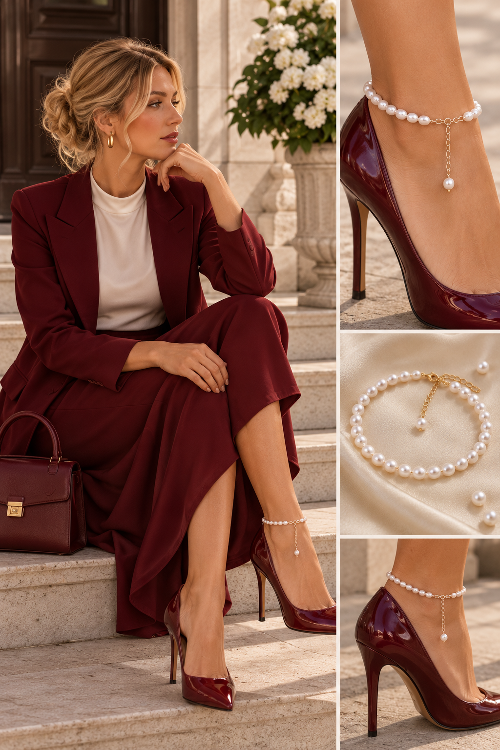 Luxury Freshwater Pearl Anklet with Gold-Plated Details