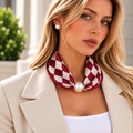 Bordeaux Check Pearl Scarf