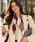 Chocolate Plaid Wool Triangle Scarf – 100% Wool