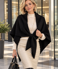 Black Elegance Wool Triangle Scarf – 100% Wool