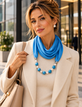 Turquoise Scarf with Turquoise Beaded Necklace
