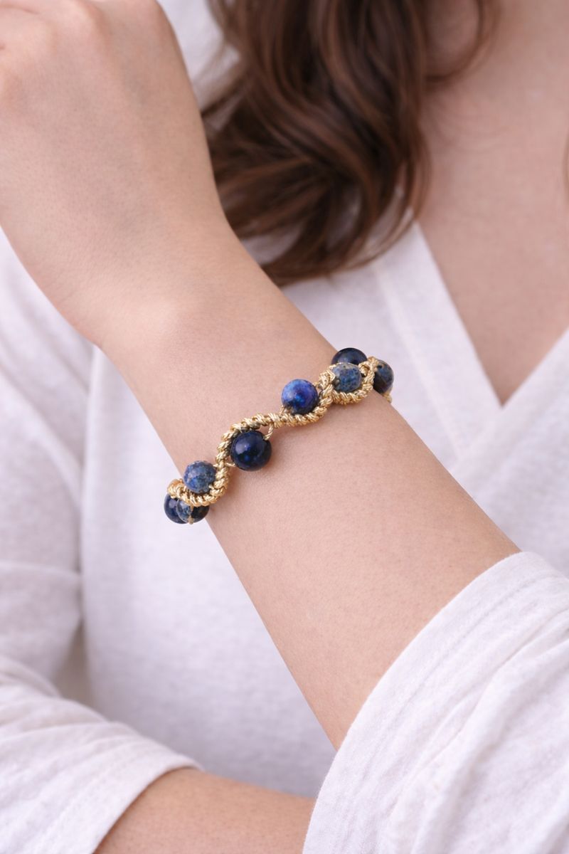 Lapis Lazuli Bracelet with Gold Details