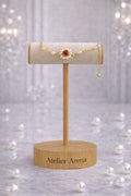 Pearl Flower Bracelet with Red Stone Gold