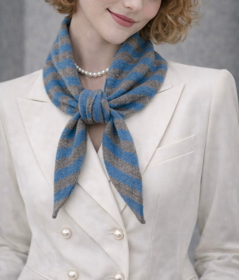 Triangle Scarf Blue-Gray Striped