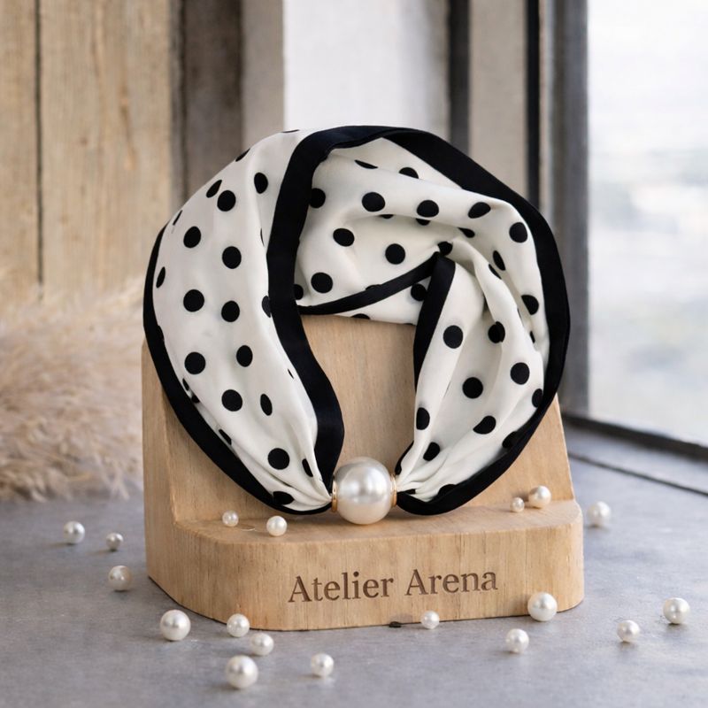 Polka Dot Scarf with Black Border