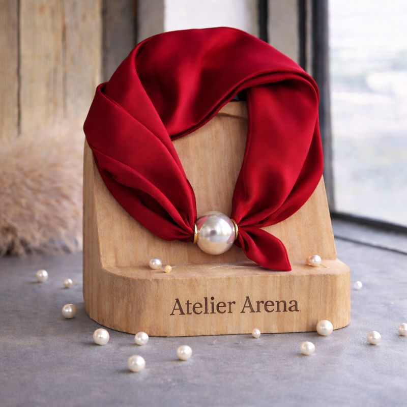 Red Silk Scarf with Magnetic Closure