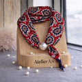 Red Scarf with Bohemian Pattern