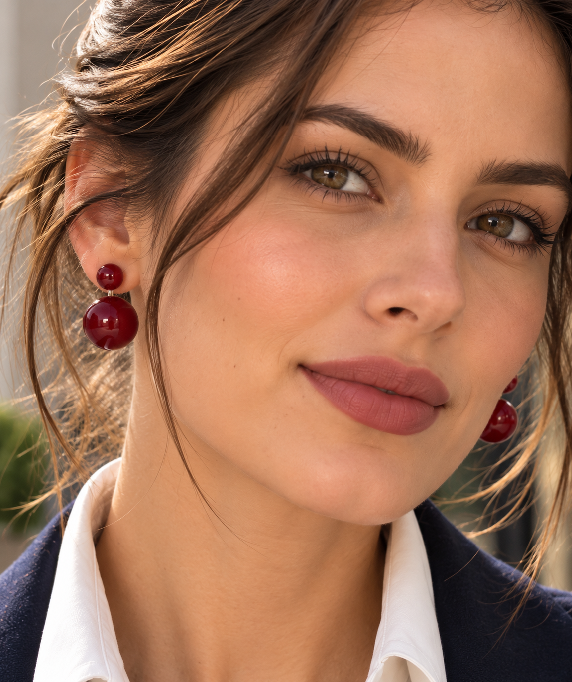 Bordeaux Double Pearl Earrings