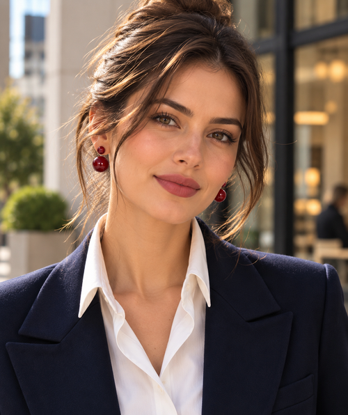 Bordeaux Double Pearl Earrings