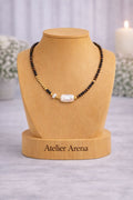 Tiger Eye Necklace with Baroque Pearl - Gold-Tone Accents