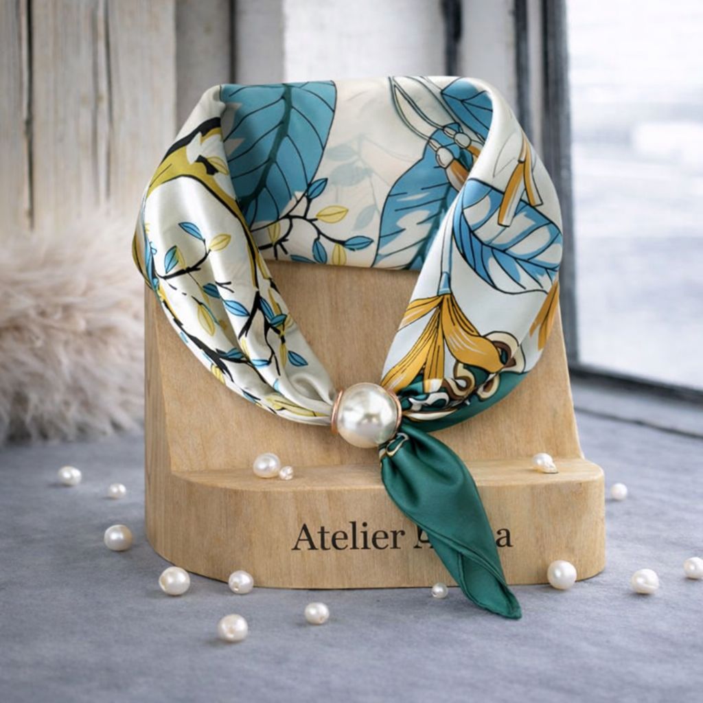Botanical Scarf with Feather Charm