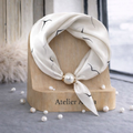 Cream White Scarf with Black Accents