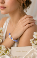 Delfts Blauw Kralen Armband met Witte Bloem